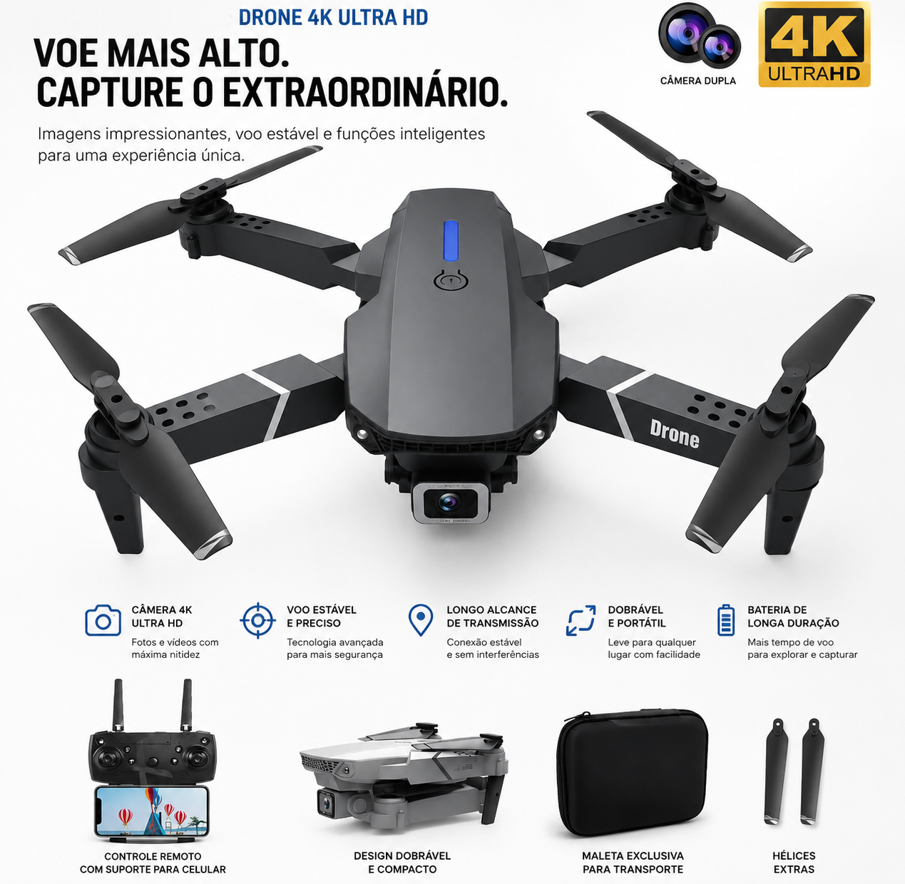 🔥 OFERTA ESPECIAL -  Dron E88 Pro 4K + GPS + control remoto gratis